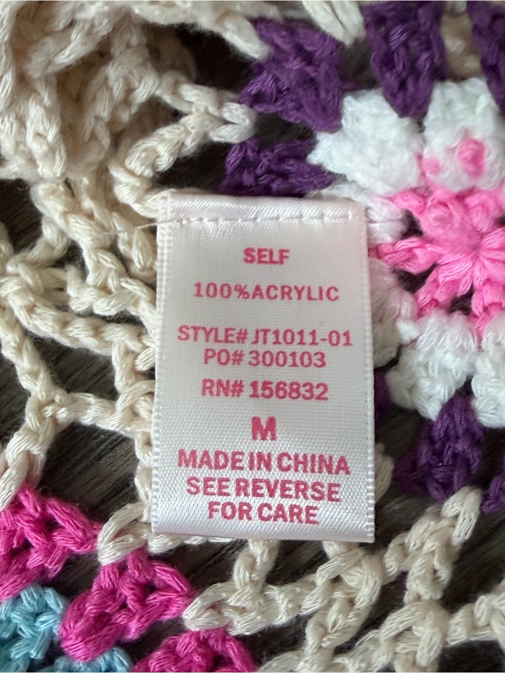 So Me Womens Granny Square Crochet Top Size M Oatmeal Boho Patchwork Festival - Picture 8 of 9